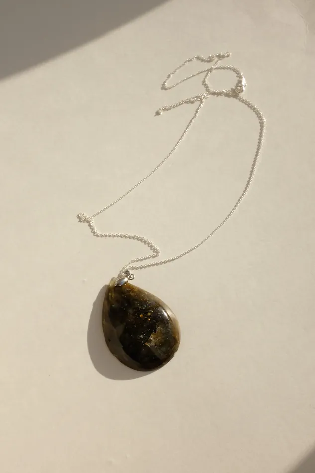 Necklaces collectionno2 DROP VINTAGE STONE SILVER NECKLACE 925