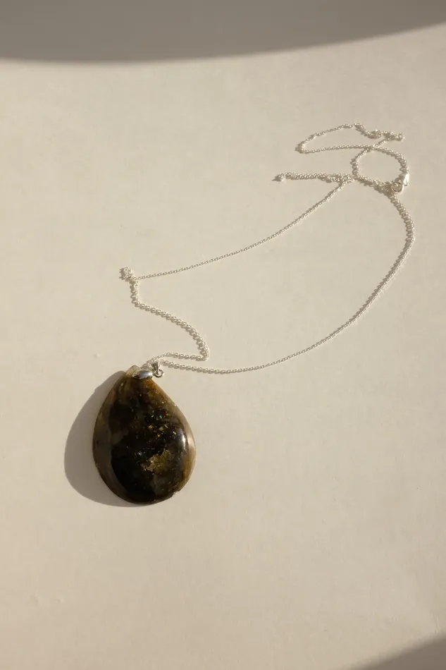 Necklaces collectionno2 DROP VINTAGE STONE SILVER NECKLACE 925