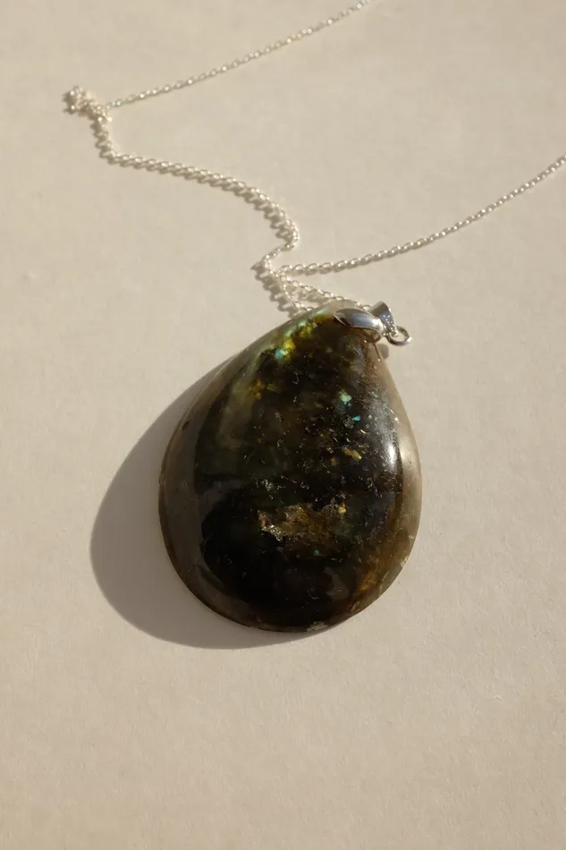 Necklaces collectionno2 DROP VINTAGE STONE SILVER NECKLACE 925