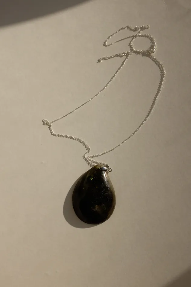 Necklaces collectionno2 DROP VINTAGE STONE SILVER NECKLACE 925