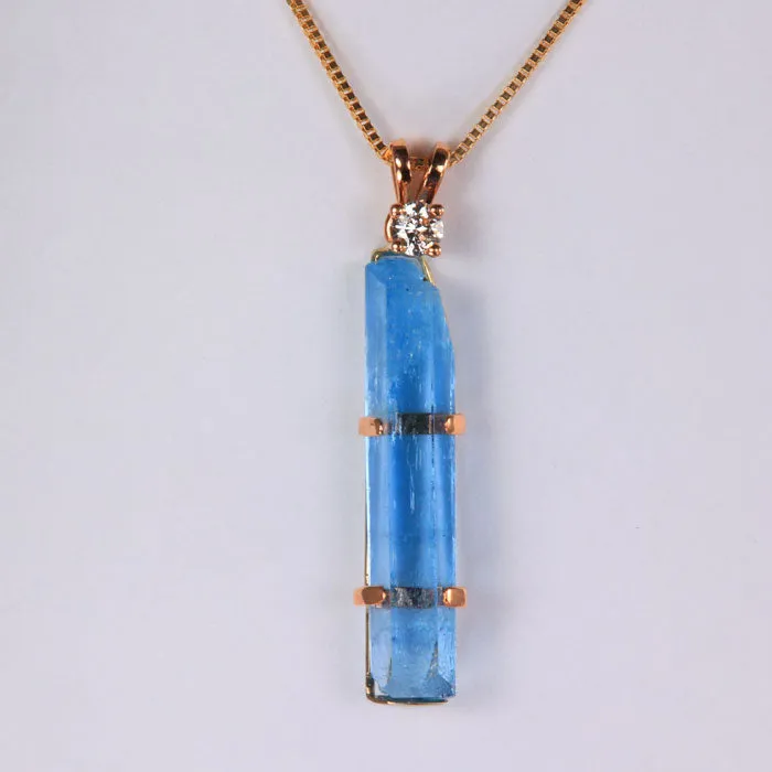 Necklaces Moriartys Gem Art 14K Rose Gold Aquamarine Crystal and Diamond Pendant Necklaces Moriartys Gem Art 14K Rose Gold Aquamarine Crystal and Diamond Pendant