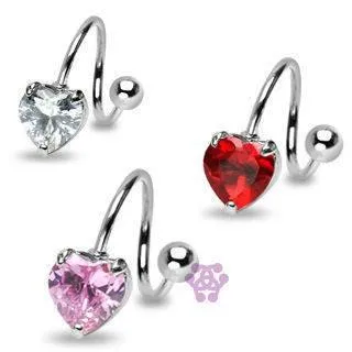 Necklaces Tulsa Body Jewelry 14g Heart CZ Spiral Barbell