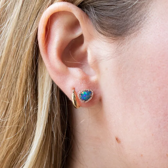 Opal and Diamond Halo Earrings and Necklace 14k Rose Set Set E Diamani Earrings