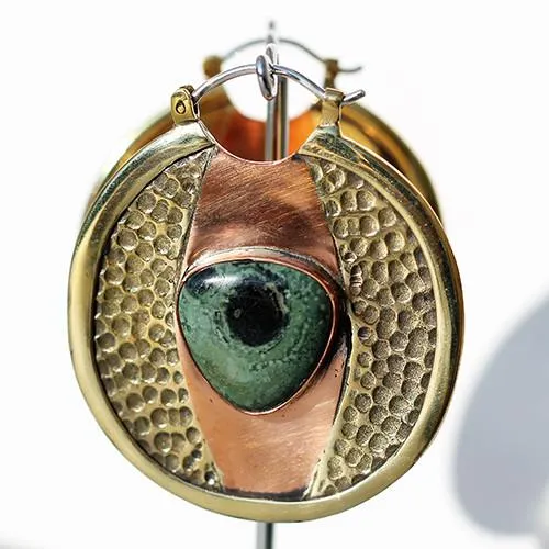 Oracle Body Jewelry Earrings Kambaba Jasper Fusion Orbit Earrings by Oracle Body Jewelry