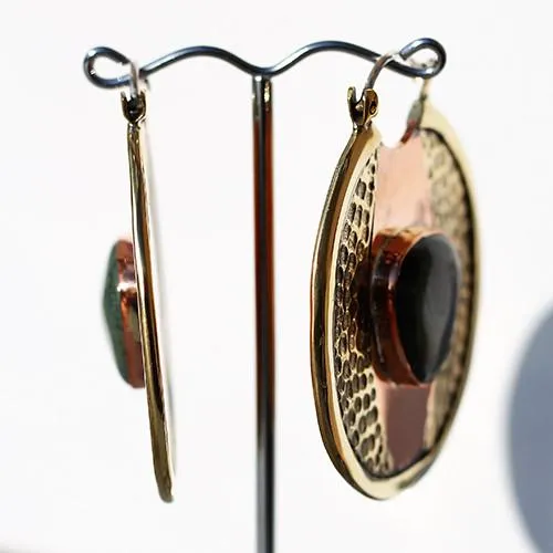 Oracle Body Jewelry Earrings Kambaba Jasper Fusion Orbit Earrings by Oracle Body Jewelry