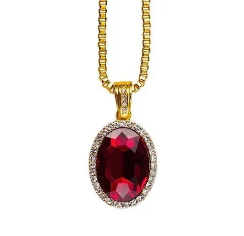 OVAL RUBY PENDANT 18K GOLD CHAIN apollo31gold PreStyled Sets
