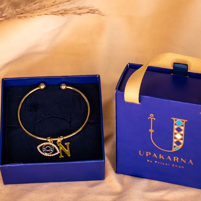 Personalized Initial Evil Eye Bracelet Gift Box Upakarna Bracelets