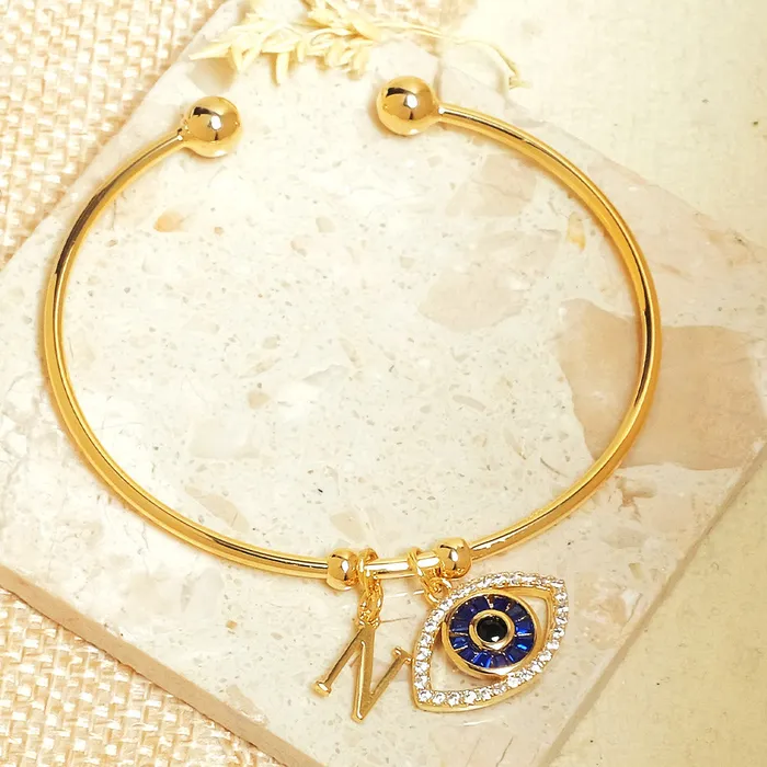 Personalized Initial Evil Eye Bracelet Gift Box Upakarna Bracelets