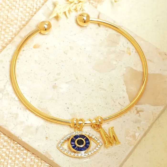 Personalized Initial Evil Eye Bracelet Gift Box Upakarna Bracelets