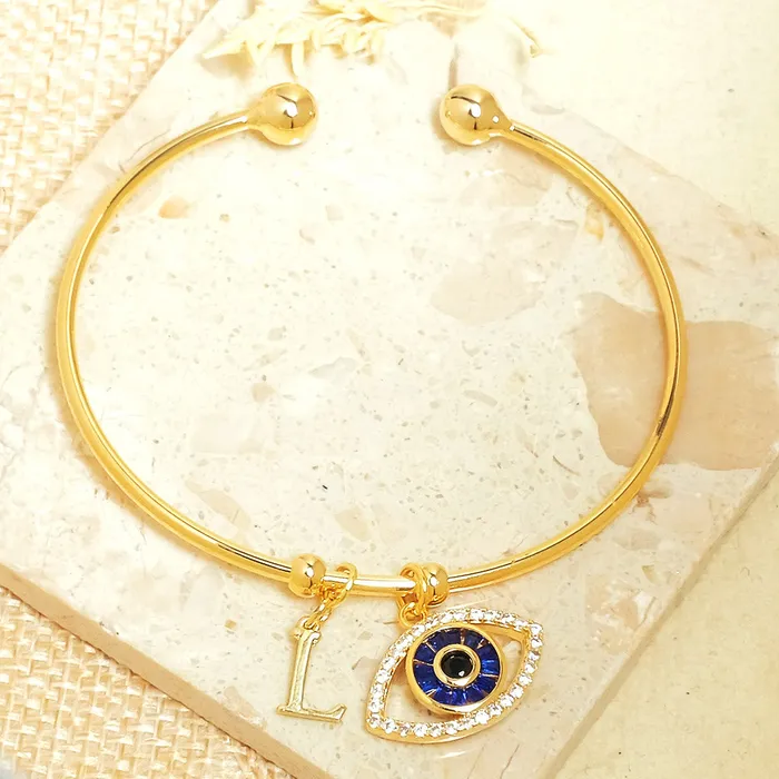 Personalized Initial Evil Eye Bracelet Gift Box Upakarna Bracelets