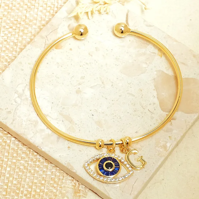 Personalized Initial Evil Eye Bracelet Gift Box Upakarna Bracelets