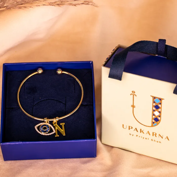 Personalized Initial Evil Eye Bracelet Gift Box Upakarna Bracelets