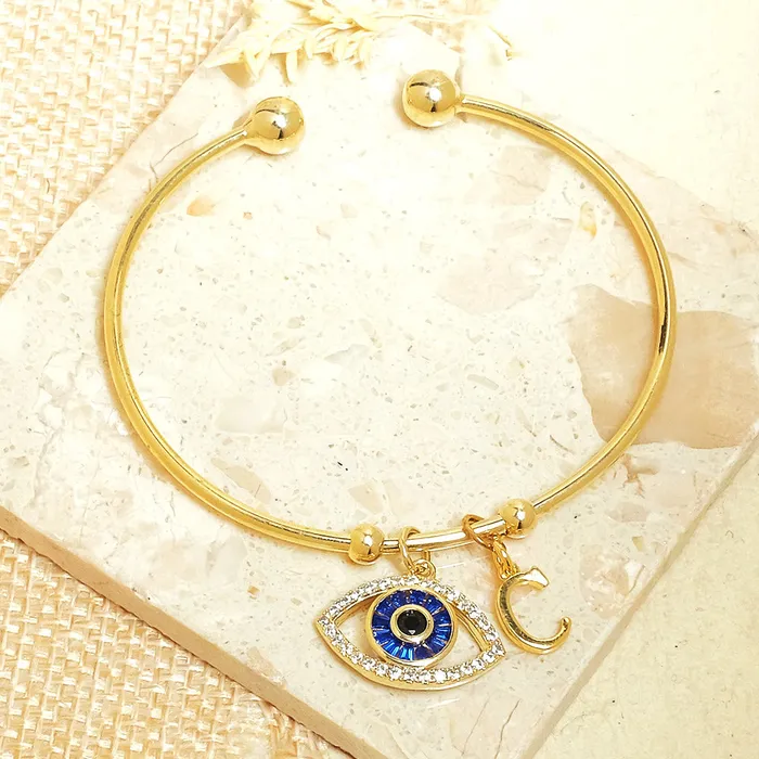 Personalized Initial Evil Eye Bracelet Gift Box Upakarna Bracelets