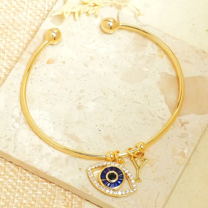 Personalized Initial Evil Eye Bracelet Gift Box Upakarna Bracelets
