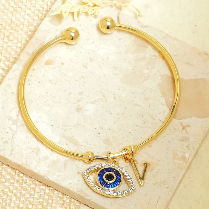 Personalized Initial Evil Eye Bracelet Gift Box Upakarna Bracelets
