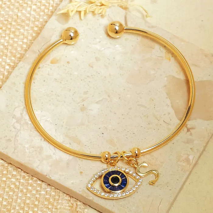 Personalized Initial Evil Eye Bracelet Gift Box Upakarna Bracelets