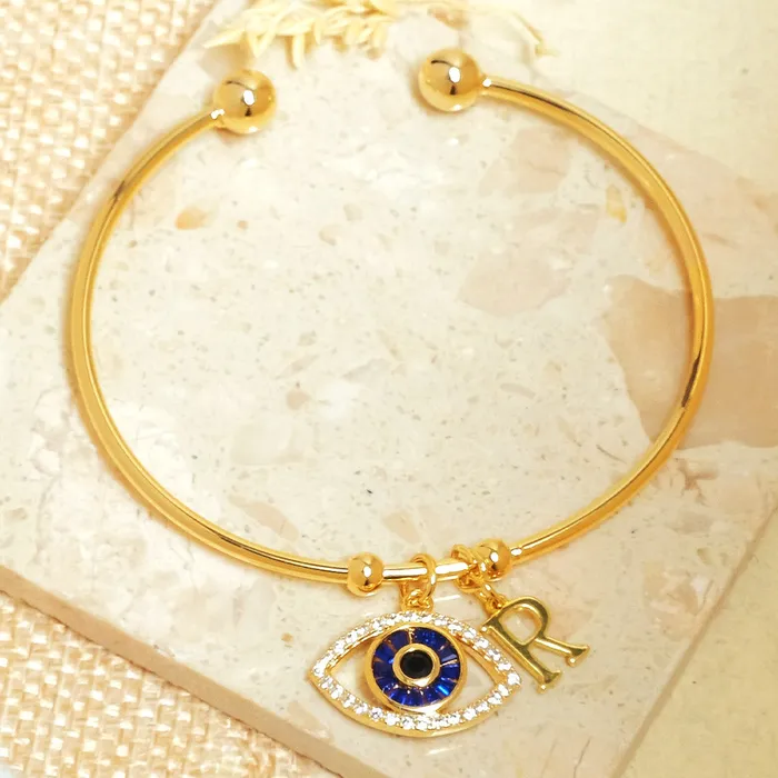 Personalized Initial Evil Eye Bracelet Gift Box Upakarna Bracelets