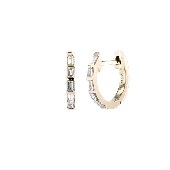 PreStyled Sets Baguette Diamond Huggies 14k Yellow Gold Princess Bride Diamonds PreStyled Sets Baguette Diamond Huggies 14k Yellow Gold Princess Bride Diamonds