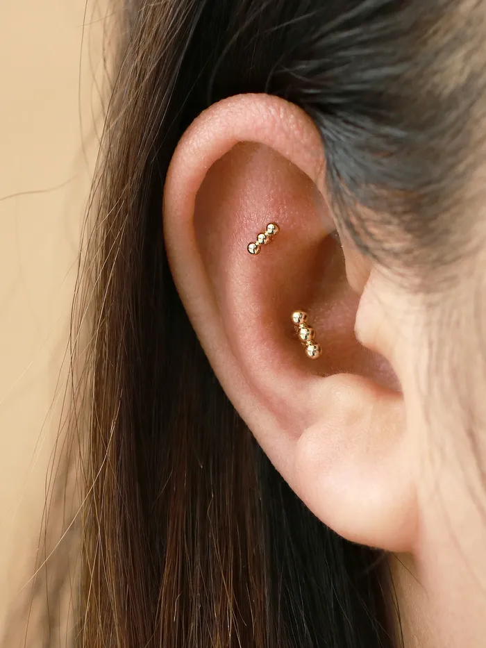 PreStyled Sets MinimalBijoux 14K Gold Mini Ball Labret Barbell Piercing 18G16G