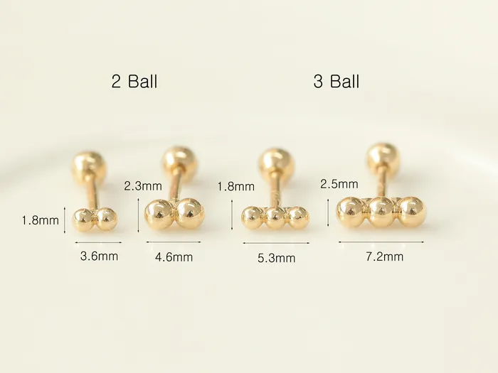 PreStyled Sets MinimalBijoux 14K Gold Mini Ball Labret Barbell Piercing 18G16G