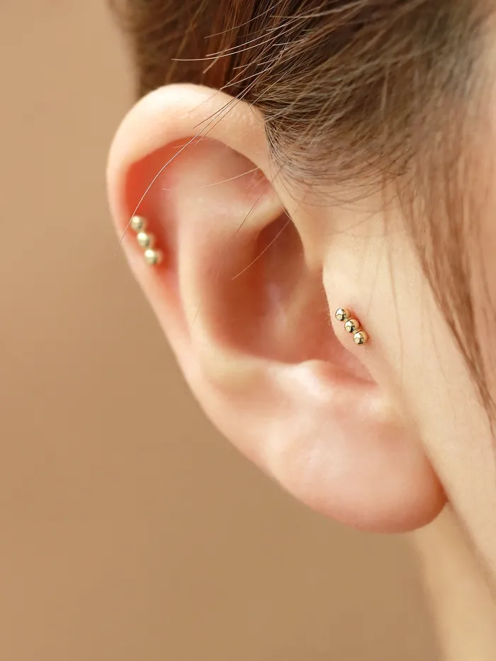 PreStyled Sets MinimalBijoux 14K Gold Mini Ball Labret Barbell Piercing 18G16G