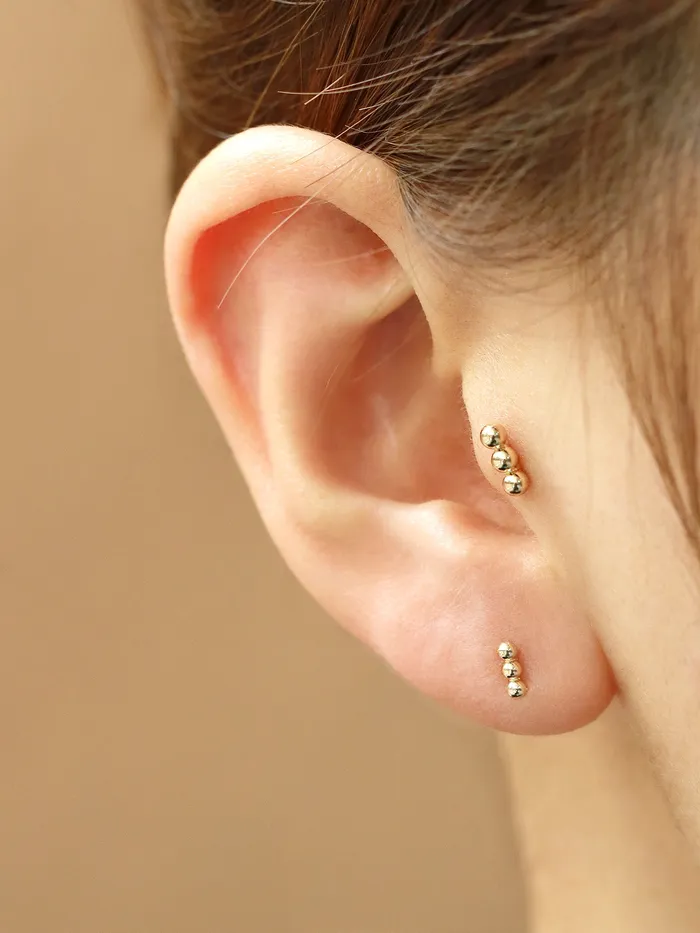 PreStyled Sets MinimalBijoux 14K Gold Mini Ball Labret Barbell Piercing 18G16G