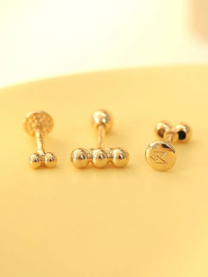 PreStyled Sets MinimalBijoux 14K Gold Mini Ball Labret Barbell Piercing 18G16G