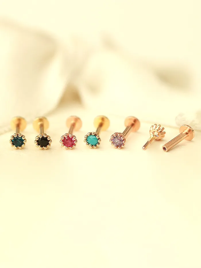 PreStyled Sets MinimalBijoux 14K Gold Minimi Round Cubic Internally Threaded Labret Piercing 18G16G PreStyled Sets MinimalBijoux 14K Gold Minimi Round Cubic Internally Threaded Labret Piercing 18G16G