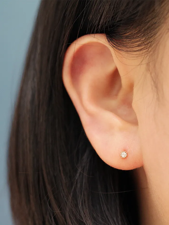 PreStyled Sets MinimalBijoux 14K Gold Minimi Round Cubic Internally Threaded Labret Piercing 18G16G