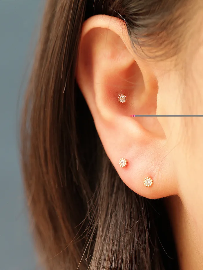 PreStyled Sets MinimalBijoux 14K Gold Minimi Round Cubic Internally Threaded Labret Piercing 18G16G