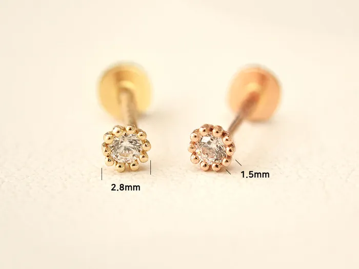 PreStyled Sets MinimalBijoux 14K Gold Minimi Round Cubic Internally Threaded Labret Piercing 18G16G