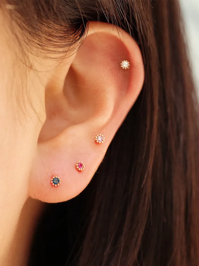 PreStyled Sets MinimalBijoux 14K Gold Minimi Round Cubic Internally Threaded Labret Piercing 18G16G