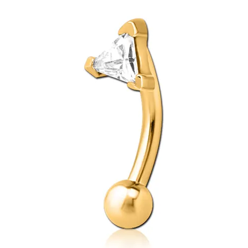 PreStyled Sets Tulsa Body Jewelry Triangle CZ Gold Eyebrow Barbell