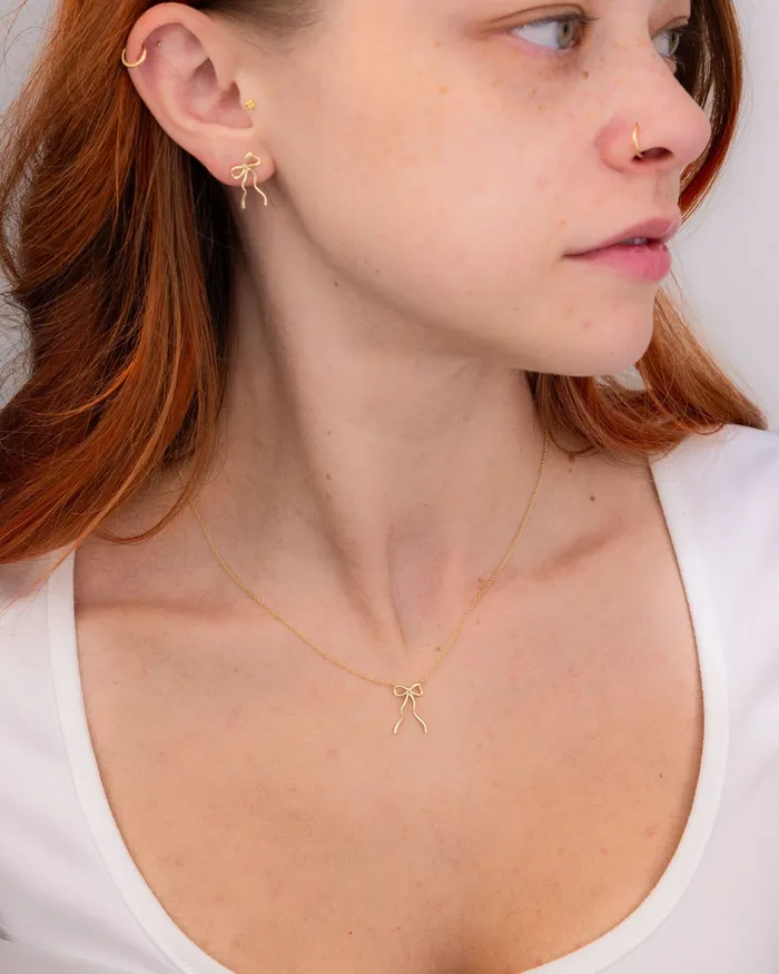 Princess Bride Diamonds Dainty Bow Necklace Necklaces