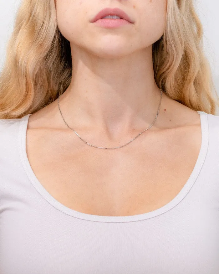 Princess Bride Diamonds Necklaces 11mm Box Chain 14k White Gold