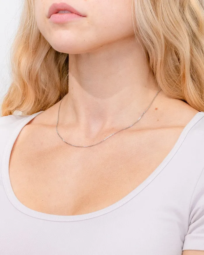 Princess Bride Diamonds Necklaces 11mm Box Chain 14k White Gold Princess Bride Diamonds Necklaces 11mm Box Chain 14k White Gold