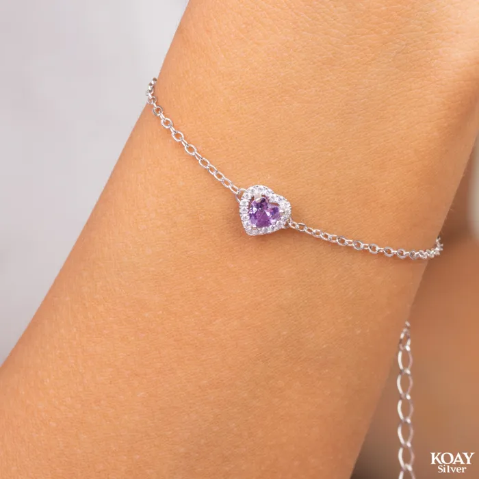 Purple Heart Zircon 02 Bracelet KOAY Silver Store Bracelets