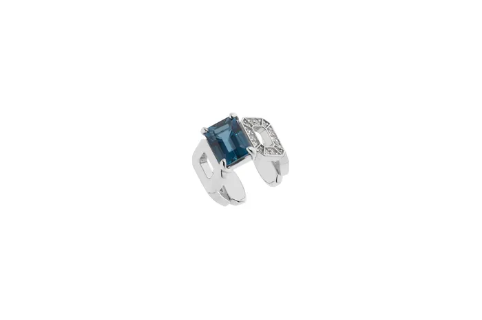 RIEFE Earrings Incomplete Ear CuffWG London Blue Topaz White Dia 010ct RIEFE Earrings Incomplete Ear CuffWG London Blue Topaz White Dia 010ct