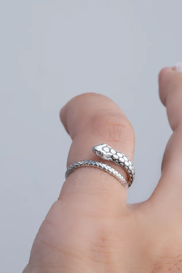 Rings KOAY Silver Store Black Snake 06 Ring