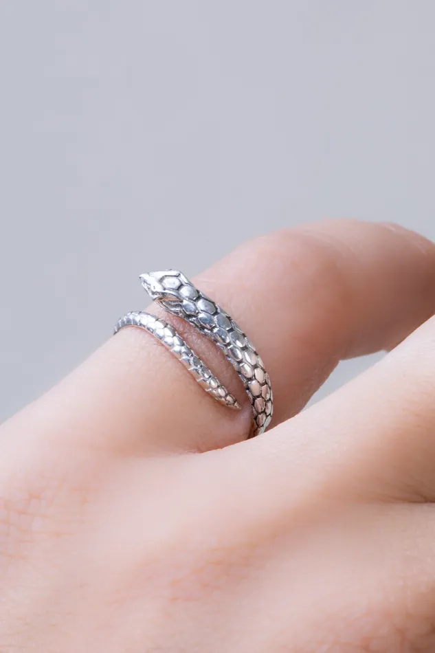 Rings KOAY Silver Store Black Snake 06 Ring