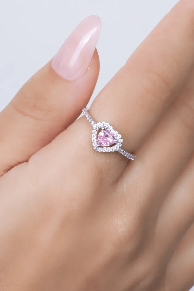 Rings KOAY Silver Store Zircon Rose Heart 01 Ring