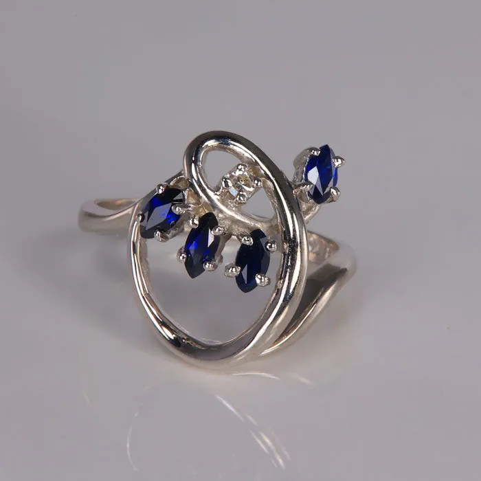 Rings Moriartys Gem Art 10K White Gold Sapphire and Diamond Accent Ring