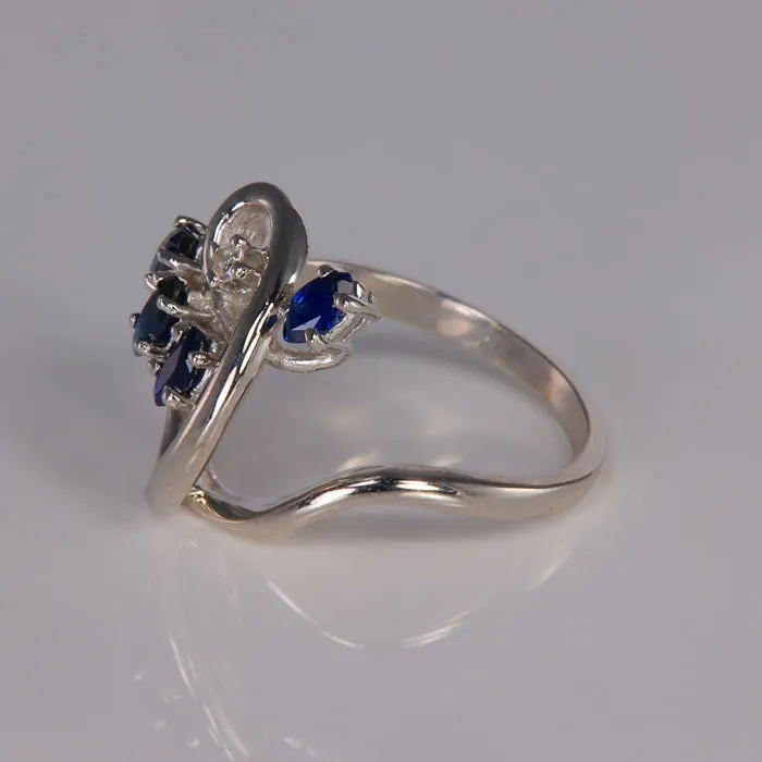 Rings Moriartys Gem Art 10K White Gold Sapphire and Diamond Accent Ring