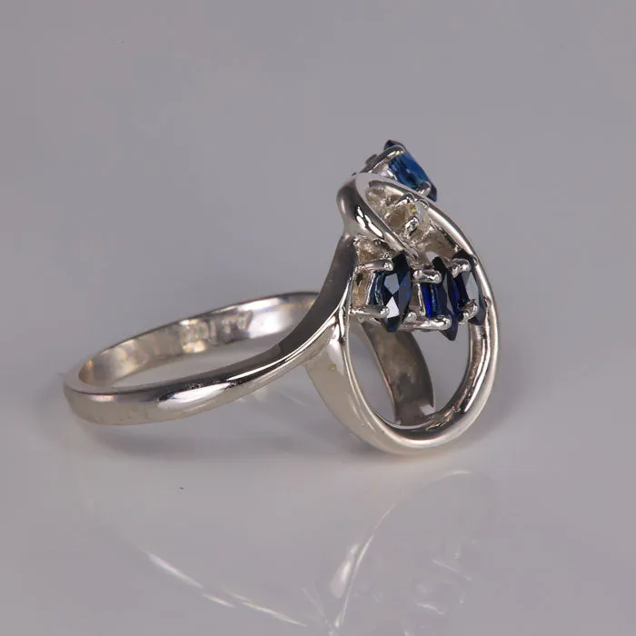 Rings Moriartys Gem Art 10K White Gold Sapphire and Diamond Accent Ring