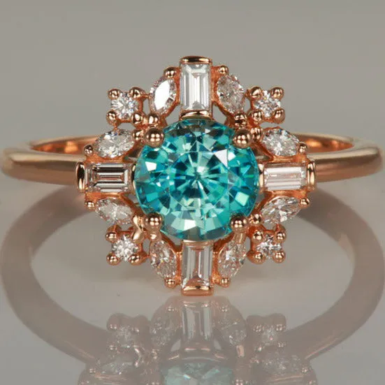 Rings Moriartys Gem Art 14K Yellow Gold Blue Zircon and Diamond Ring 179cts Rings Moriartys Gem Art 14K Yellow Gold Blue Zircon and Diamond Ring 179cts