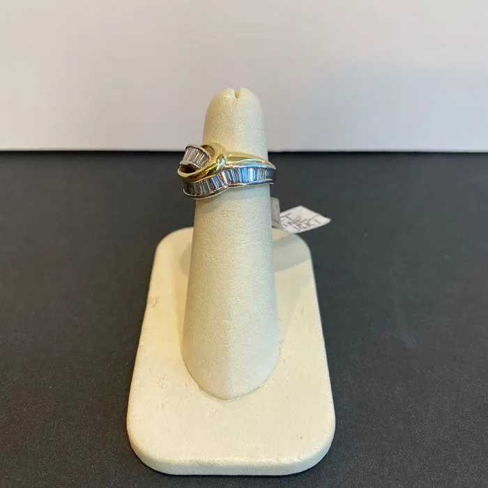 Rings Moriartys Gem Art Outstanding 18K Yellow Gold and Platinum Diamond Baguette Ring 168 Carats