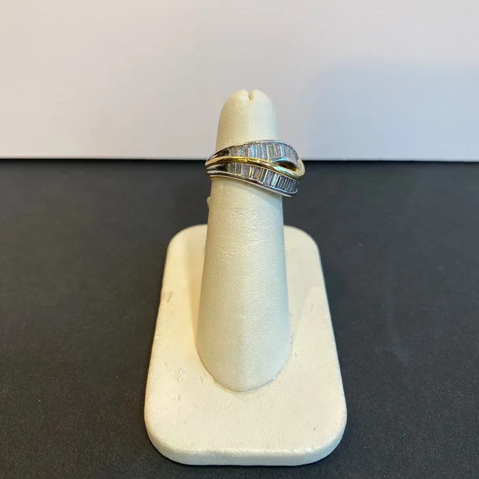 Rings Moriartys Gem Art Outstanding 18K Yellow Gold and Platinum Diamond Baguette Ring 168 Carats