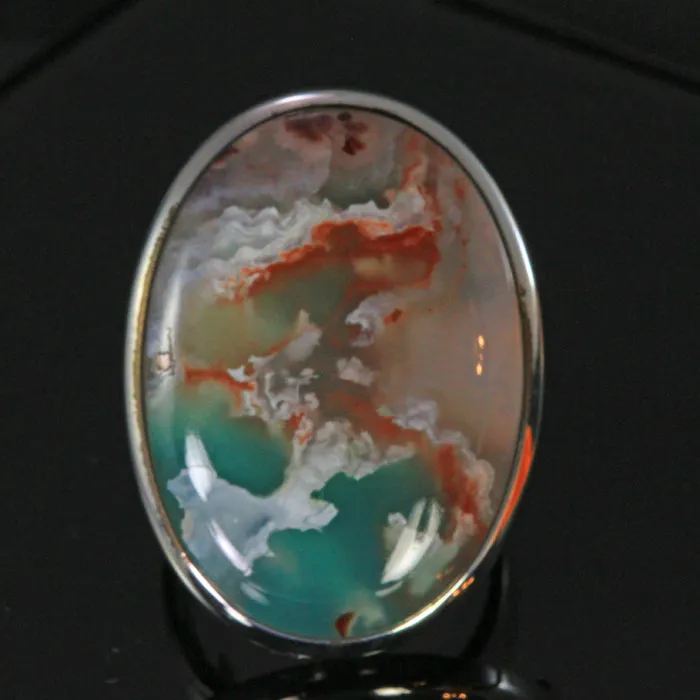Rings Moriartys Gem Art Sterling Silver Oval Aquaprase Ring