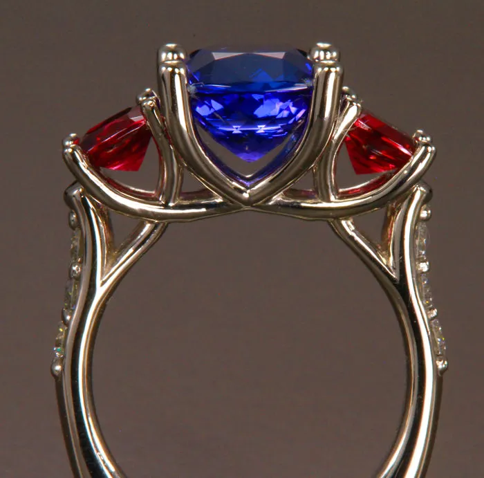 Rings Platinum Tanzanite and Umbalite Garnet Ring 396 Carats Moriartys Gem Art