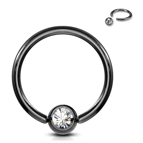 Rings Tulsa Body Jewelry 16g Black Captive CZ Bead Ring